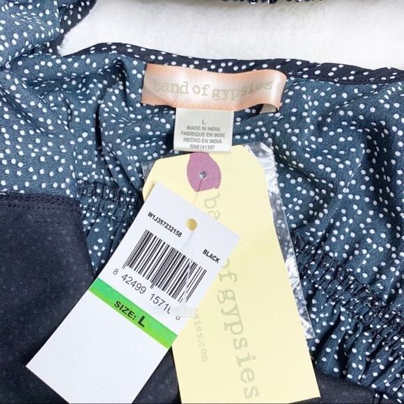 Band of Gypsies NWT Button Front Sleeveless Frilly Dot Mini Short Dress Sz Large - Picture 8 of 10